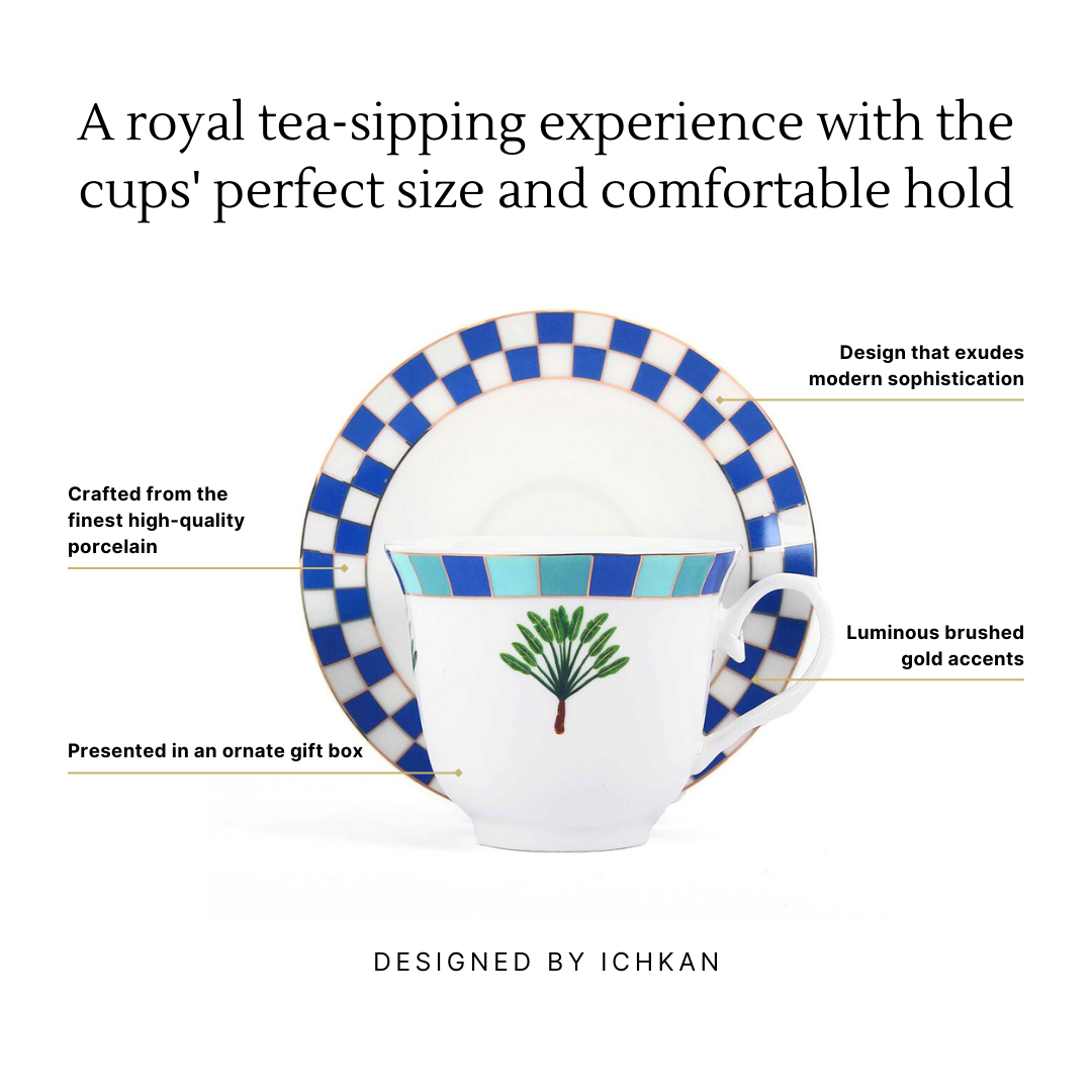 Tea Cup and Saucer Set 12 Pcs | Amalfi | Ichkan Roots