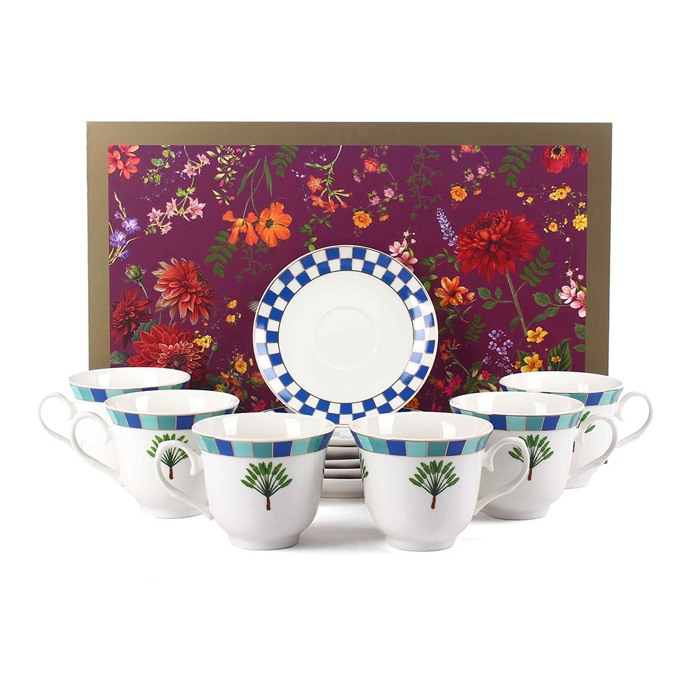 Tea Cup and Saucer Set 12 Pcs | Amalfi | Ichkan Roots