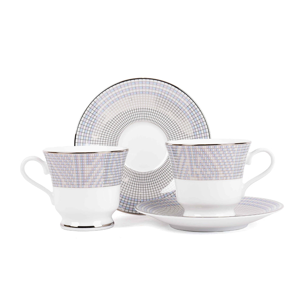 Tea Cup and Saucer Set 12 Pcs | Grey | Argento ICHKAN by Day To Day