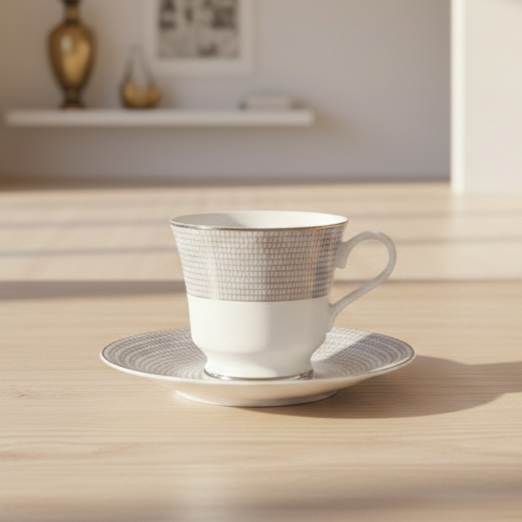 Tea Cup and Saucer Set 12 Pcs | Grey | Argento ICHKAN by Day To Day