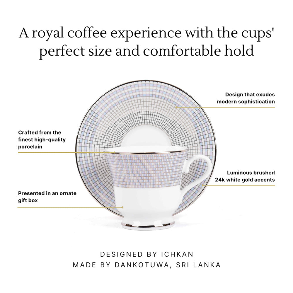 Tea Cup and Saucer Set 12 Pcs | Grey | Argento ICHKAN by Day To Day