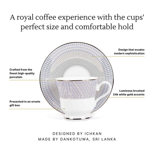 Tea Cup and Saucer Set 12 Pcs | Grey | Argento ICHKAN by Day To Day