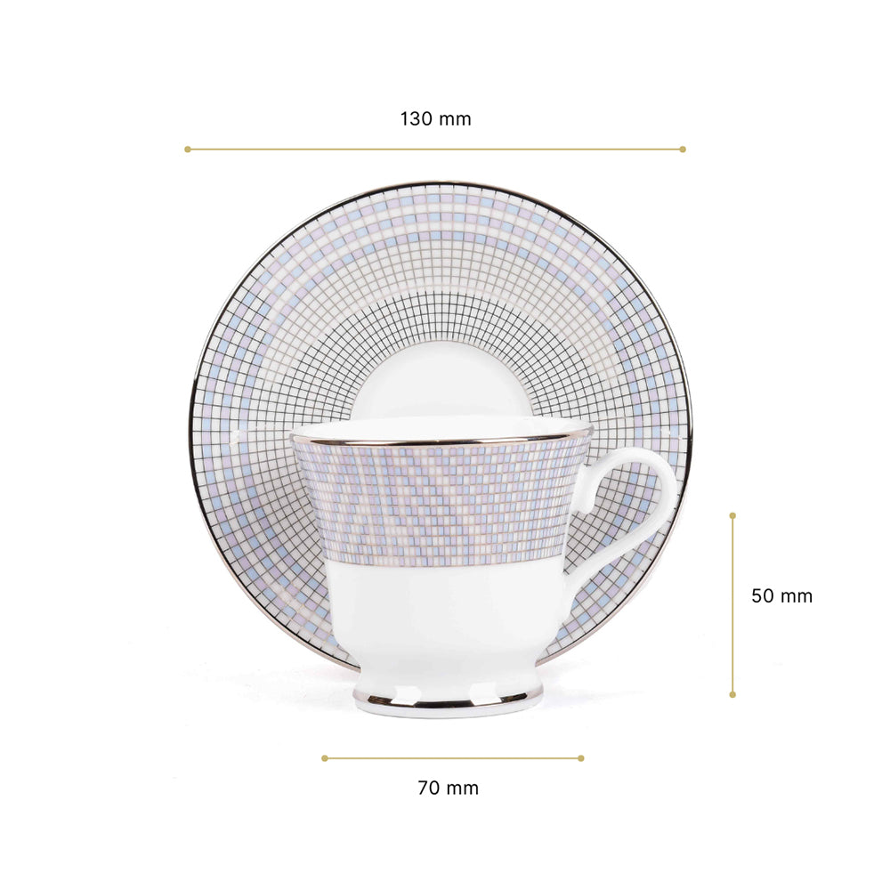Tea Cup and Saucer Set 12 Pcs | Grey | Argento ICHKAN by Day To Day