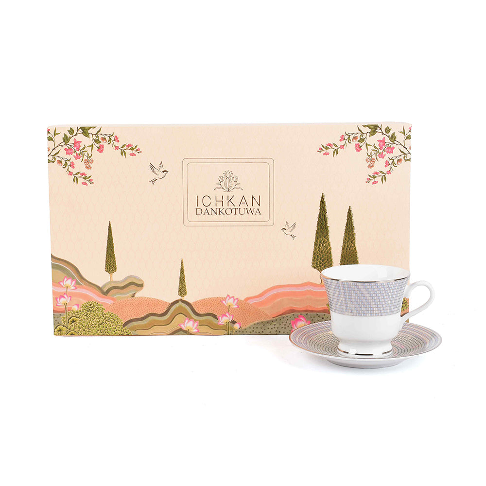 Tea Cup and Saucer Set 12 Pcs | Grey | Argento ICHKAN by Day To Day