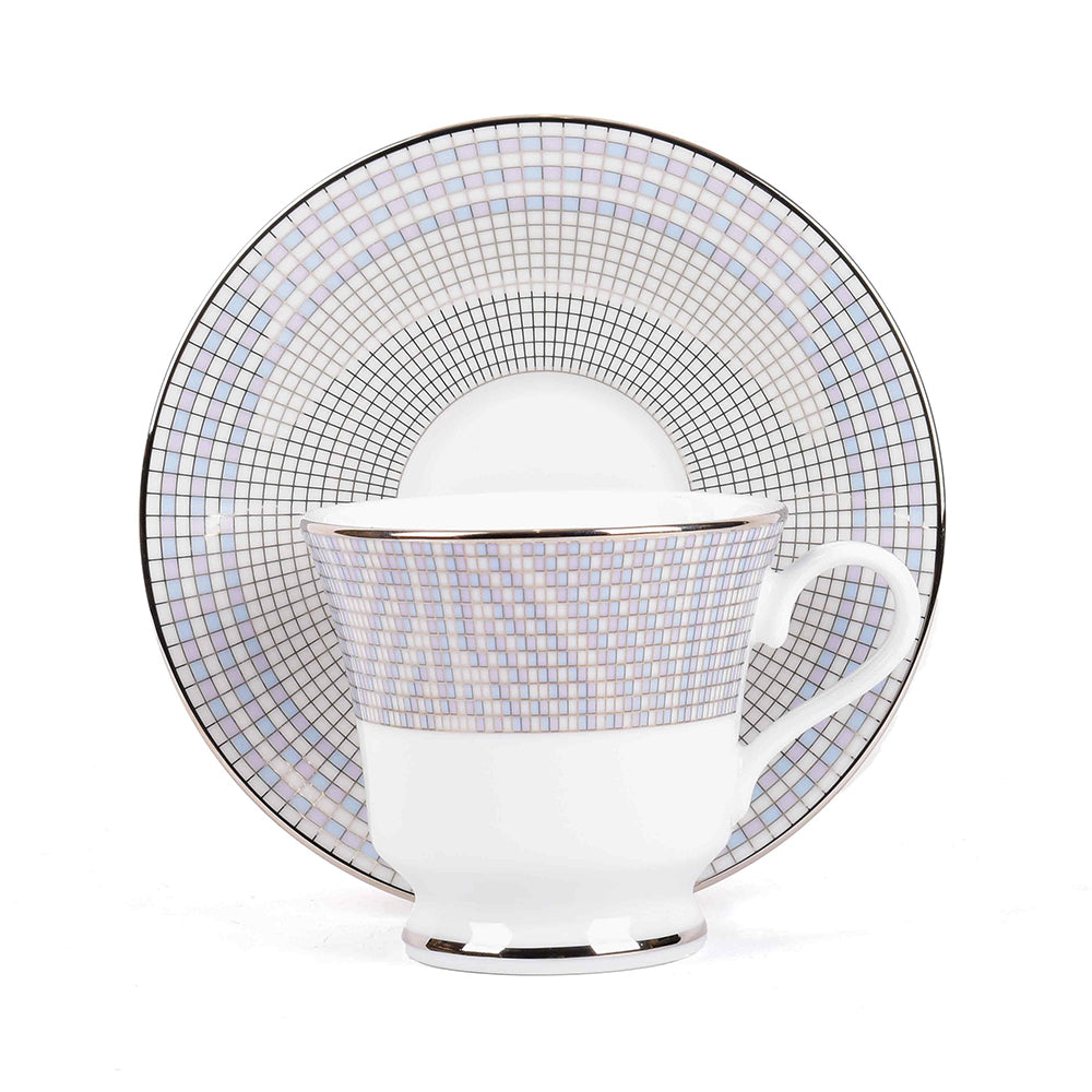Tea Cup and Saucer Set 12 Pcs | Grey | Argento ICHKAN by Day To Day