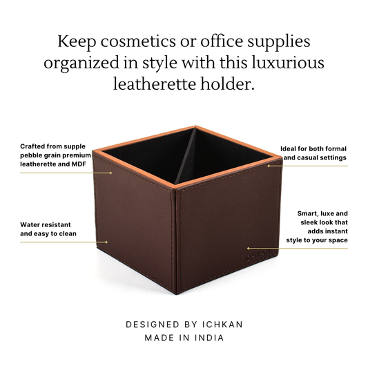 Leatherette Cosmetic/Pen Holder | Dark Brown | Axis 2.0