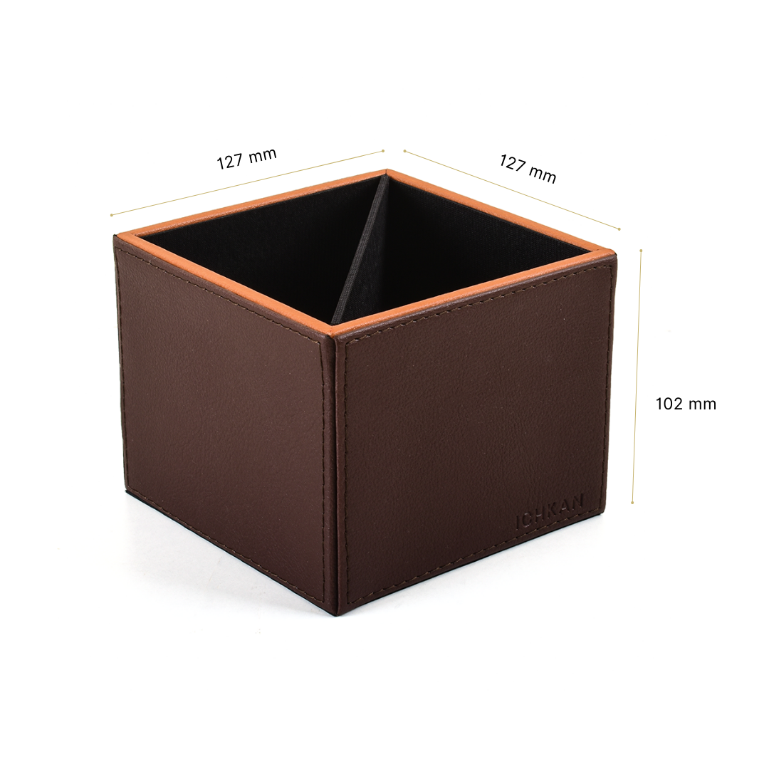 Leatherette Cosmetic/Pen Holder | Dark Brown | Axis 2.0