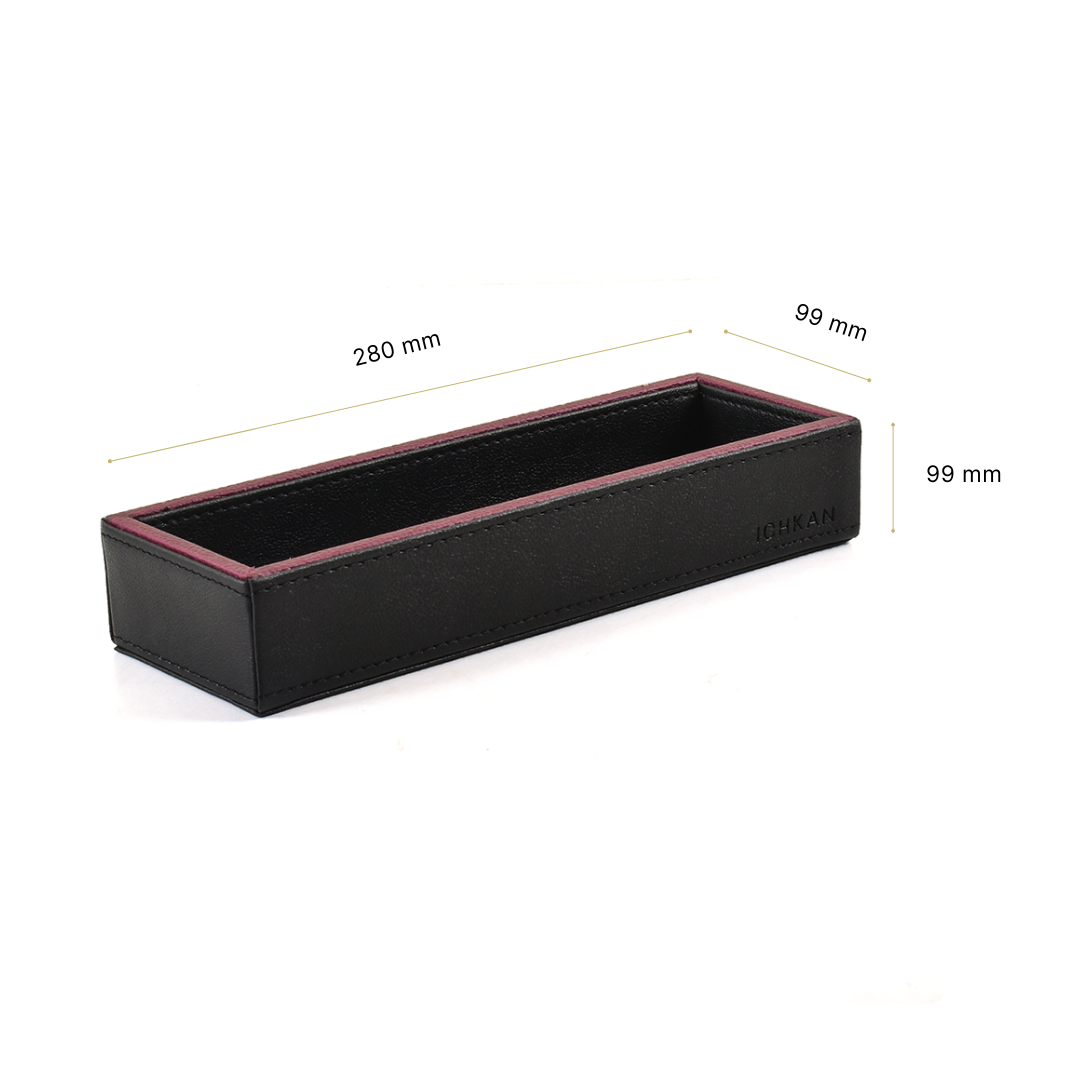 Leatherette Rectangle Long Cutlery Tray | Black | Axis 2.0