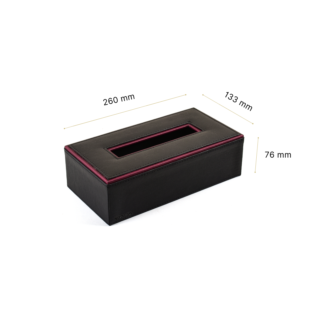 Leatherette Rectangle Tissue Box Holder | Black | Axis 2.0