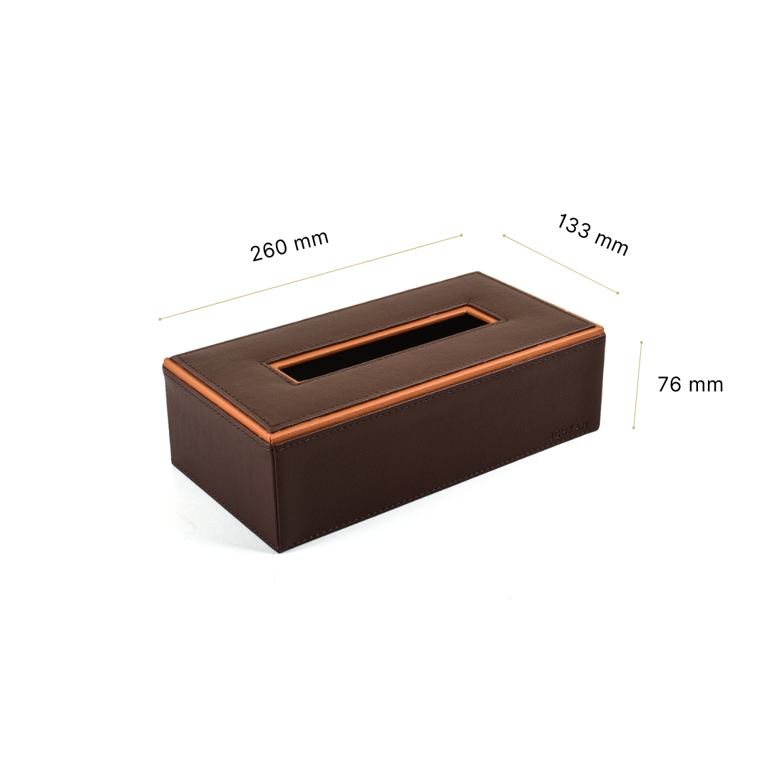 Leatherette Rectangle Tissue Box Holder | Dark Brown | Axis 2.0