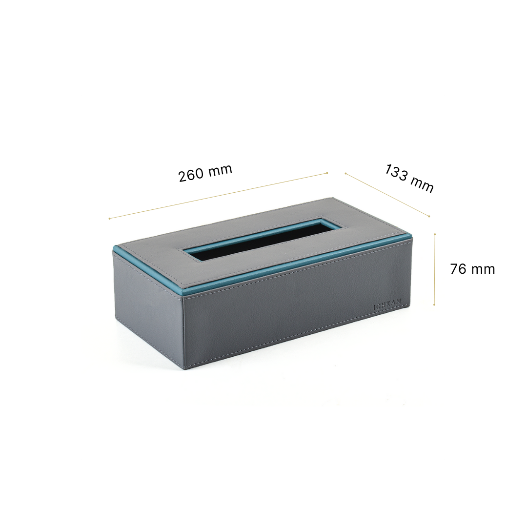 Leatherette Rectangle Tissue Box Holder | Grey | Axis 2.0