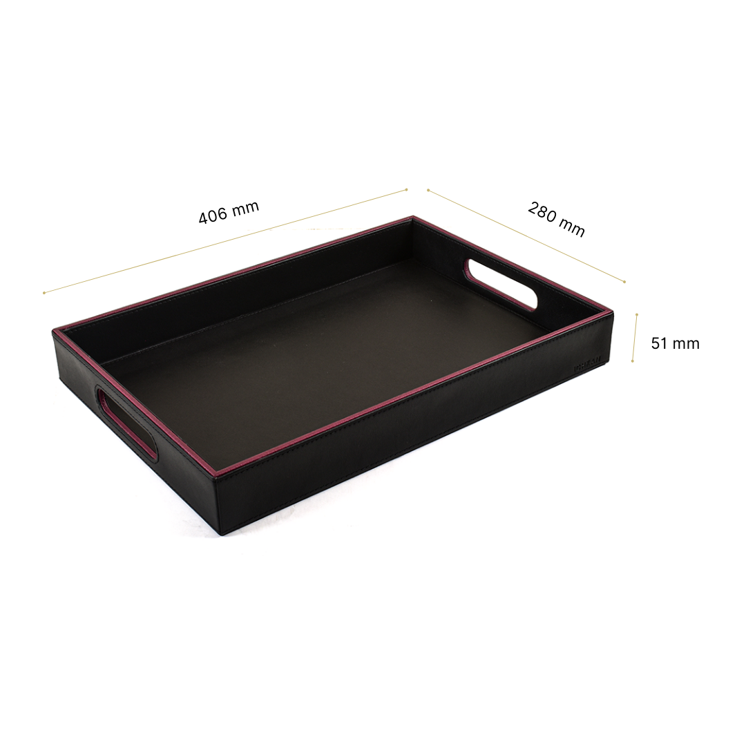 Leatherette Rectangle Serving Tray Large | Black | Axis 2.0