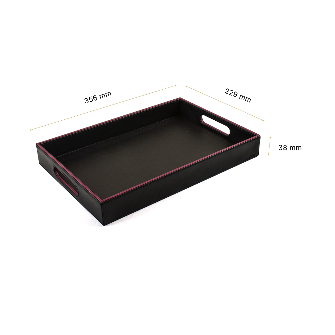 Leatherette Rectangle Serving Tray Small | Black | Axis 2.0