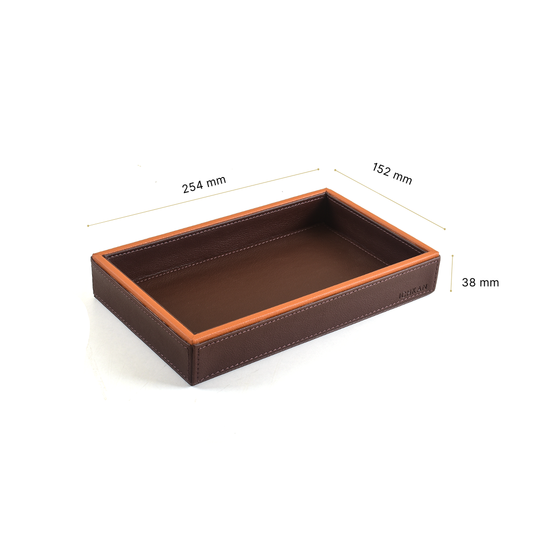 Leatherette Towel/Vanity Tray | Dark Brown | Axis 2.0