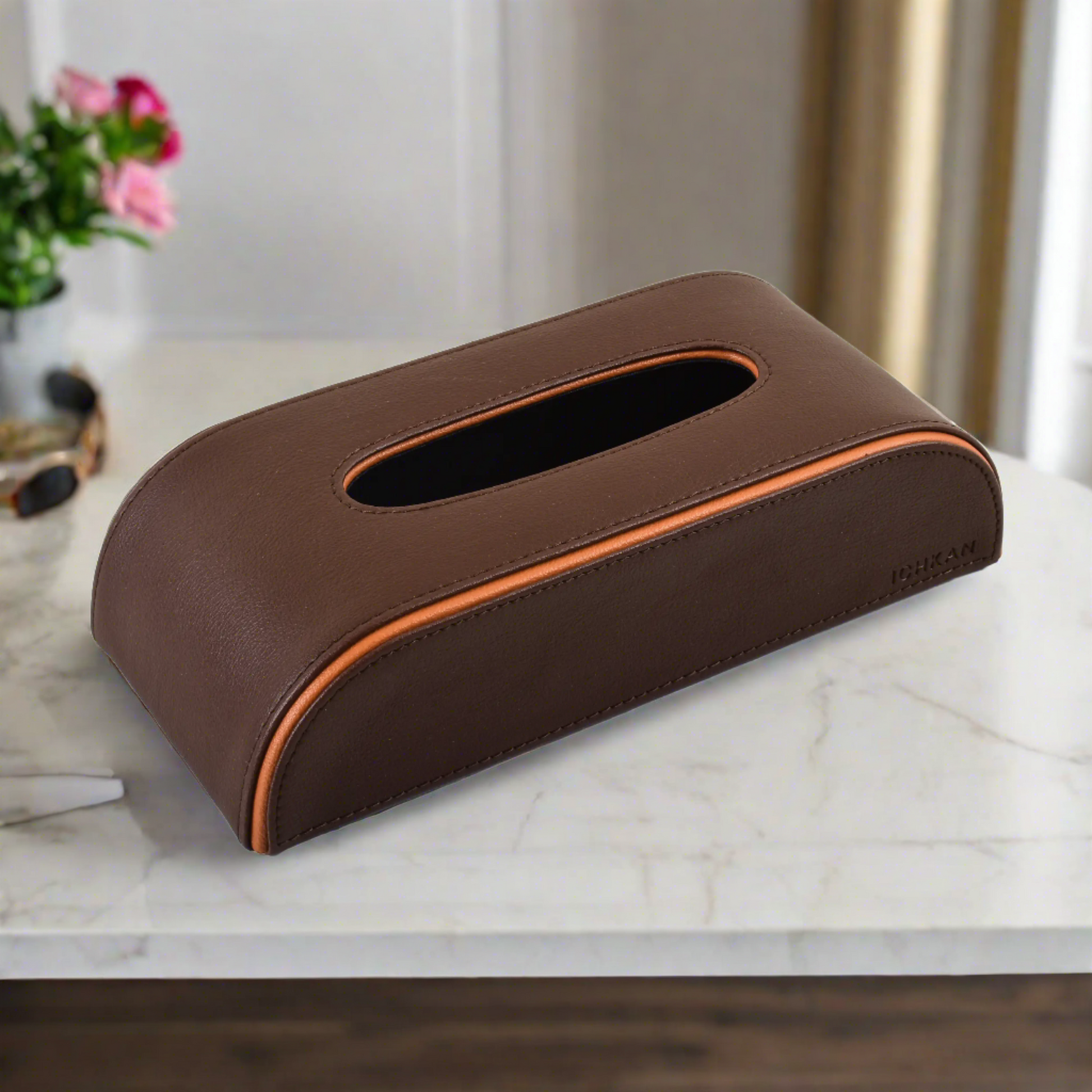 Leatherette Curve Tissue Holder | Dark Brown | Axis 2.0 ICHKAN