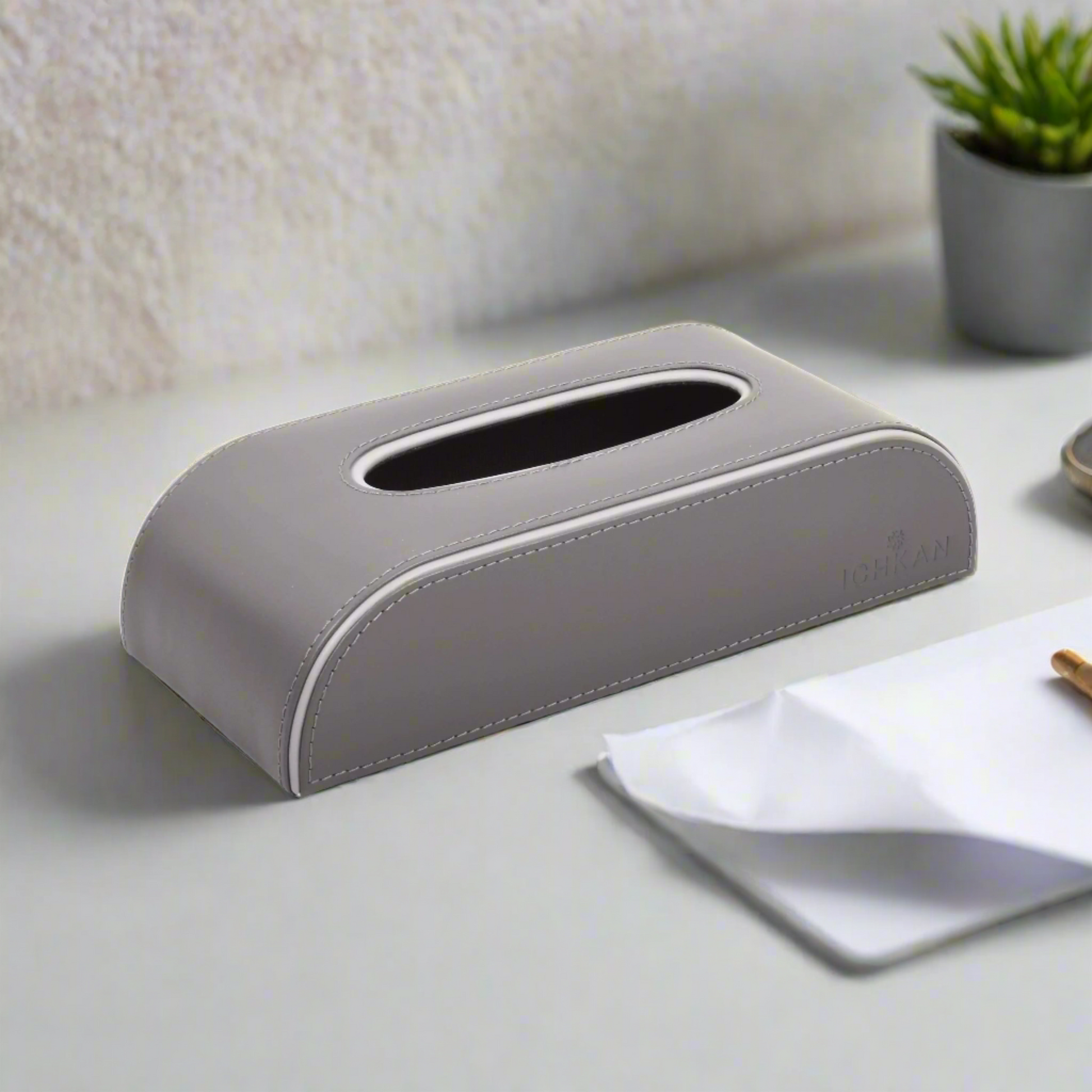 Leatherette Curve Tissue Holder I Grey | Axis ICHKAN