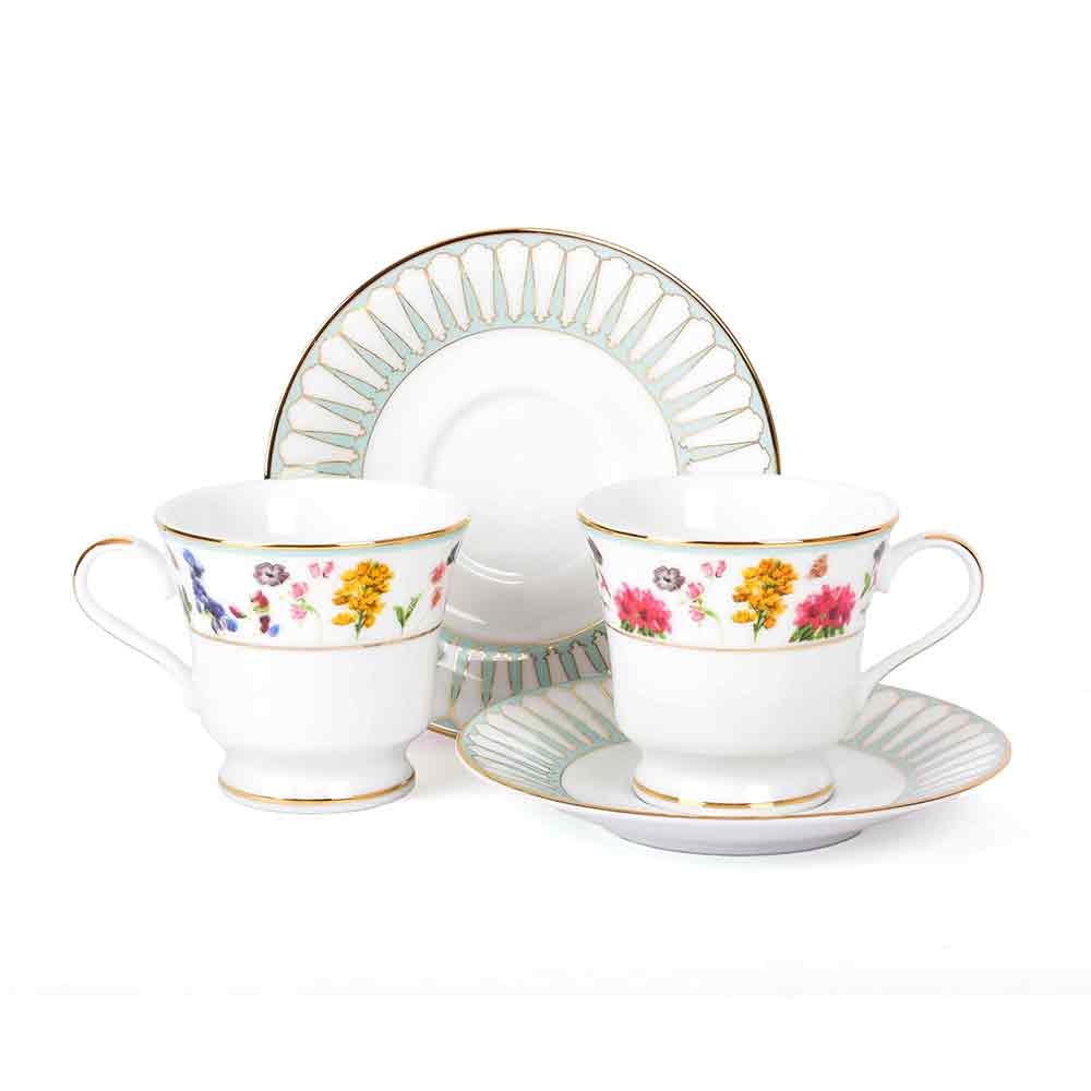 Tea Cup and Saucer Set 12 Pcs Bell Shape | Yellow | Basant ICHKAN by Day To Day