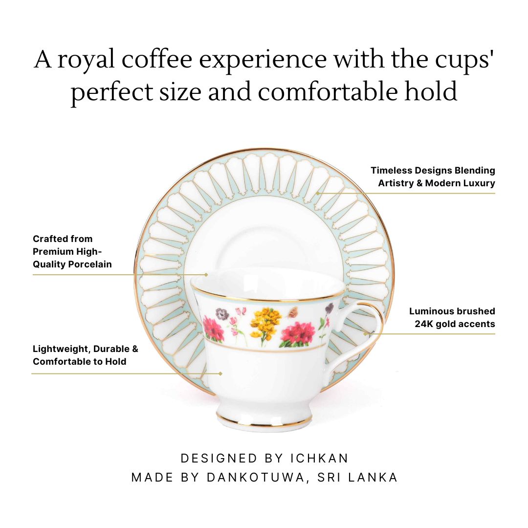 Tea Cup and Saucer Set 12 Pcs Bell Shape | Yellow | Basant ICHKAN by Day To Day