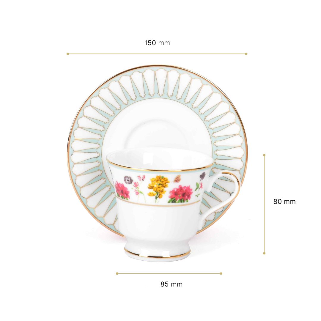 Tea Cup and Saucer Set 12 Pcs Bell Shape | Yellow | Basant ICHKAN by Day To Day