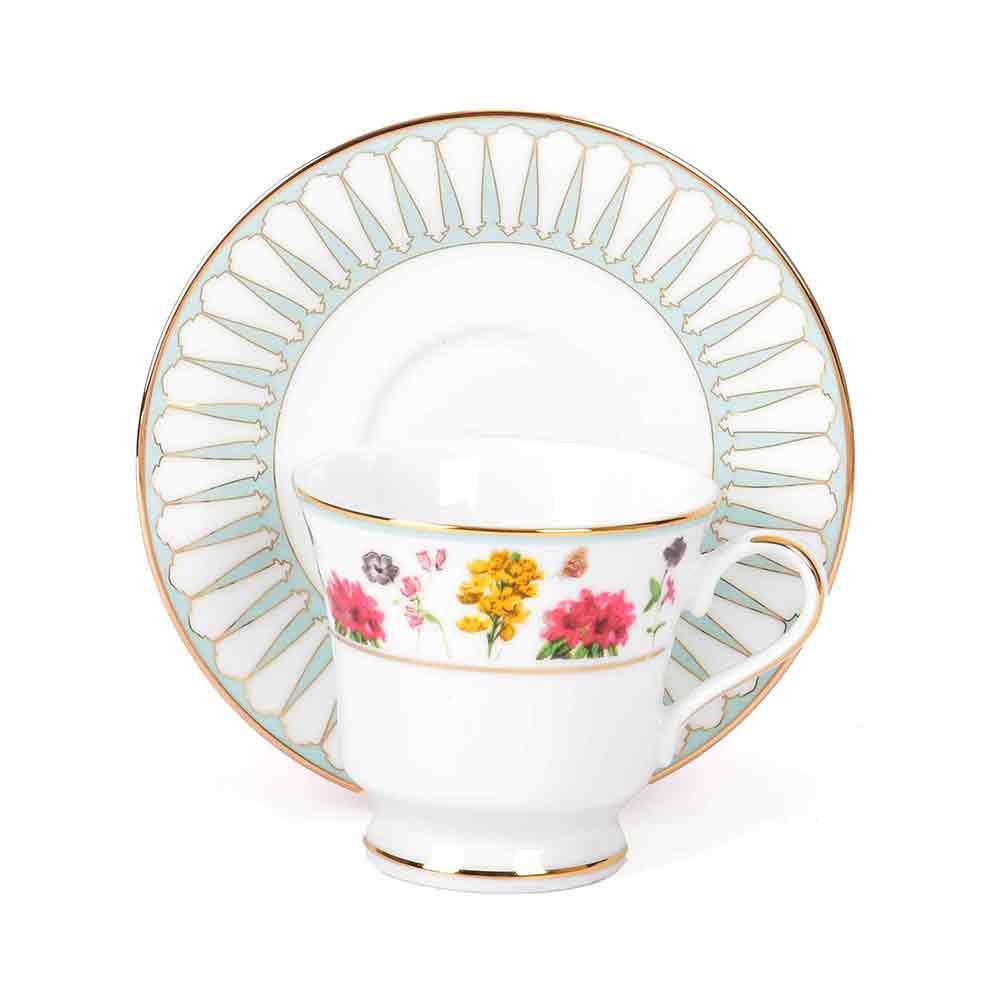 Tea Cup and Saucer Set 12 Pcs Bell Shape | Yellow | Basant ICHKAN by Day To Day