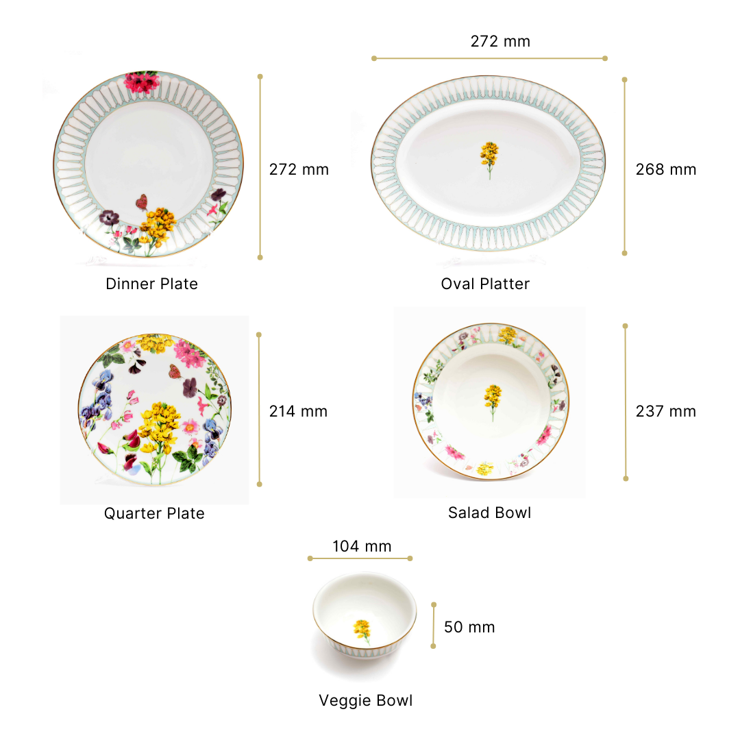 21 pc Dinner set | Yellow | Basant ICHKAN