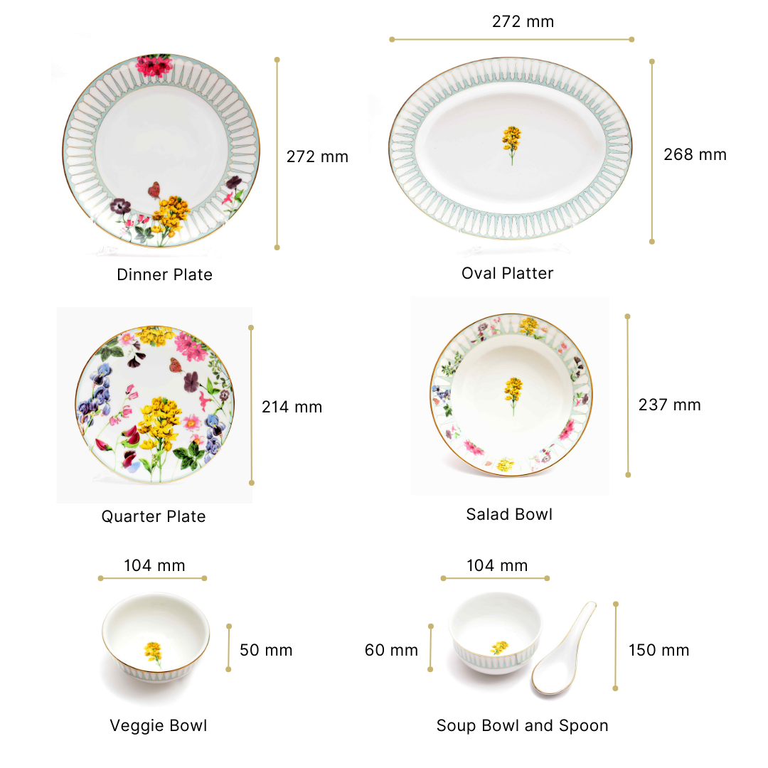 33 pc Dinner set | Yellow | Basant ICHKAN