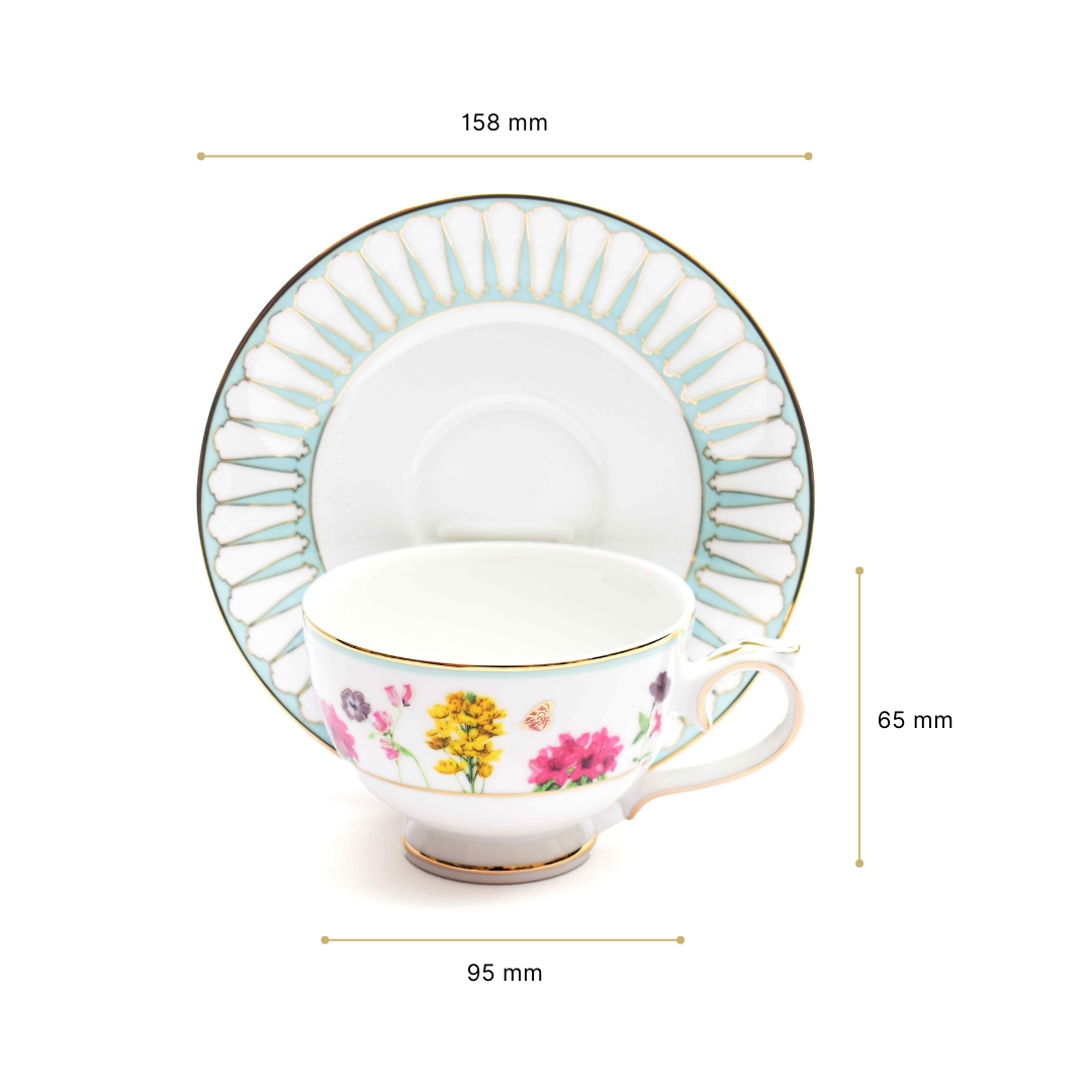 Tea Cup and Saucer Set 12 Pcs | Yellow | Basant ICHKAN