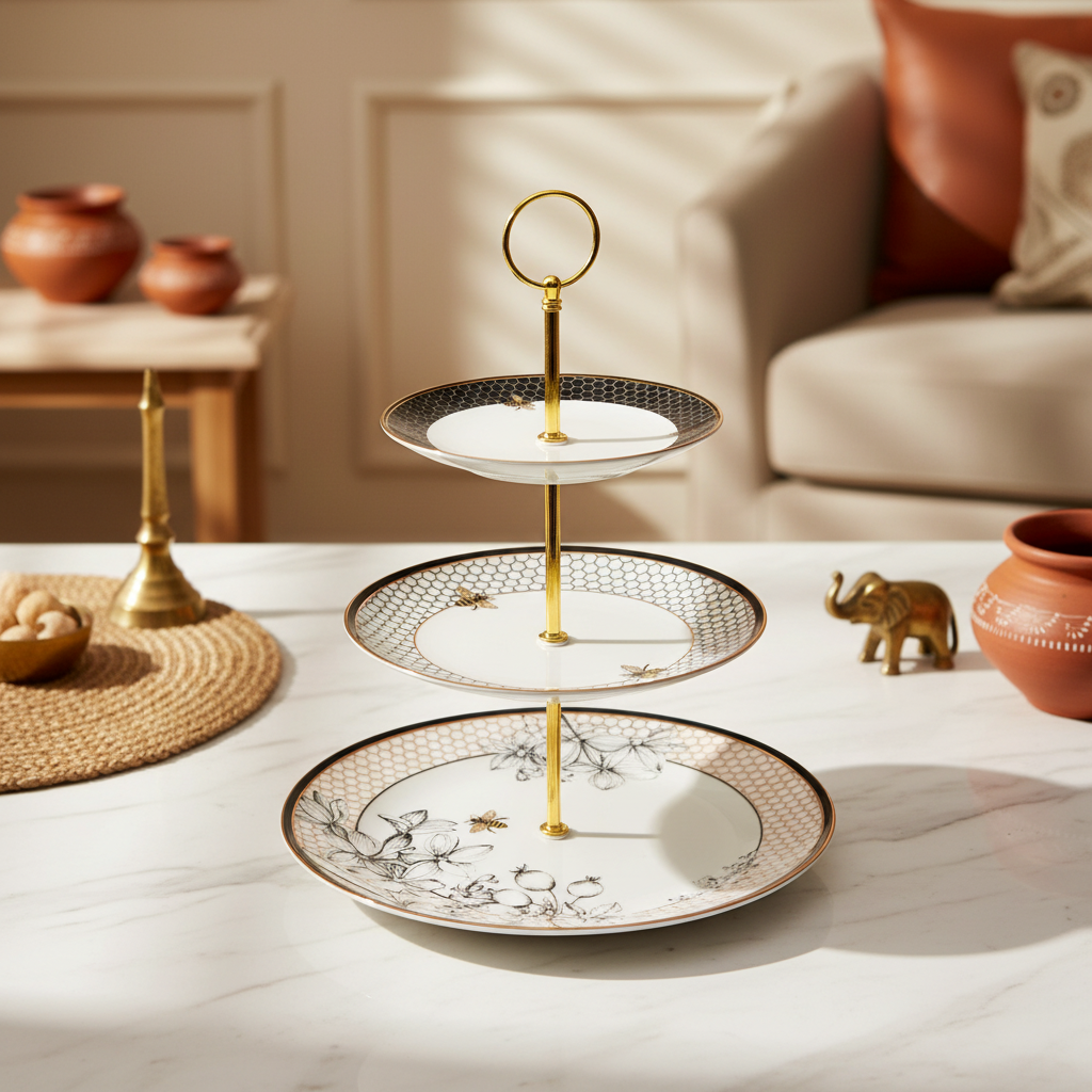 3 Tier Dessert Platter | Black | Bee ICHKAN by Day To Day