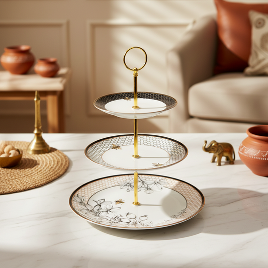 3 Tier Dessert Platter | Black | Bee ICHKAN by Day To Day