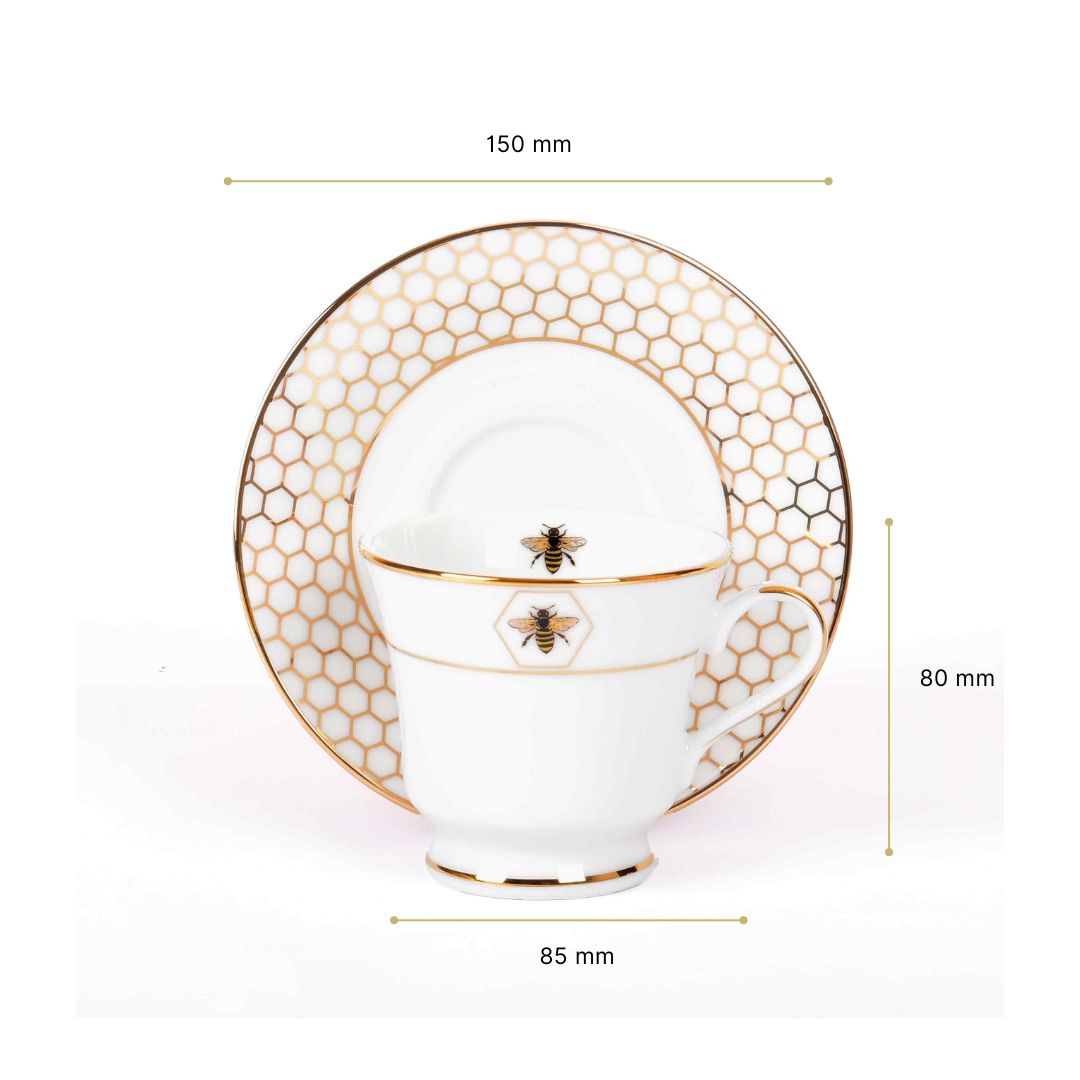 Tea Cup and Saucer Set 12 Pcs Bell Shape | Black | Bee ICHKAN by Day To Day