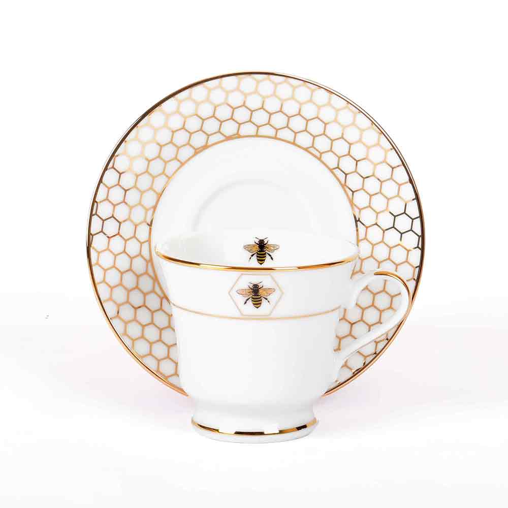 Tea Cup and Saucer Set 12 Pcs Bell Shape | Black | Bee ICHKAN by Day To Day