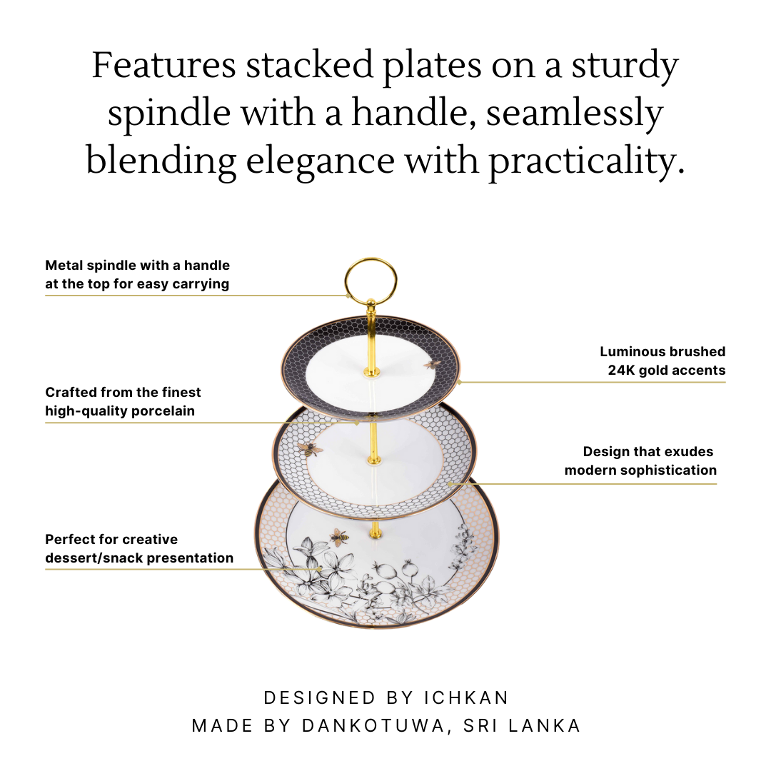 3 Tier Dessert Platter | Black | Bee ICHKAN by Day To Day