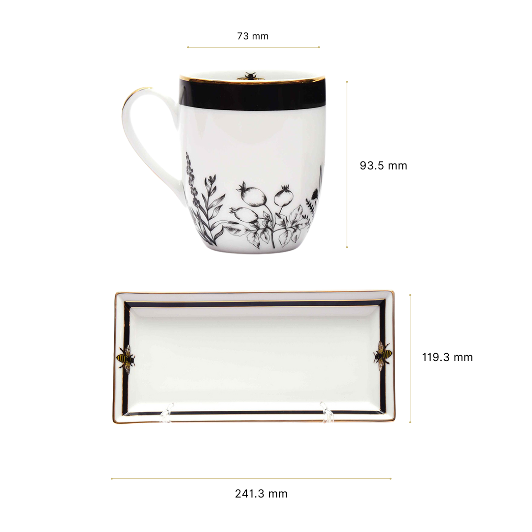 Coffee Mug and Snack Platter Combo - Gift Box | Black | Bee ICHKAN