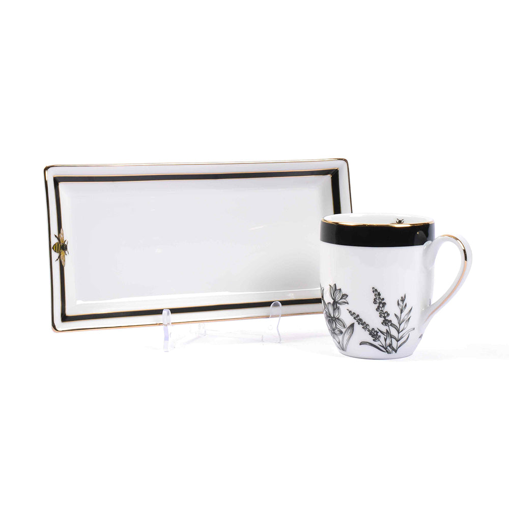 Coffee Mug and Snack Platter Combo - Gift Box | Black | Bee ICHKAN