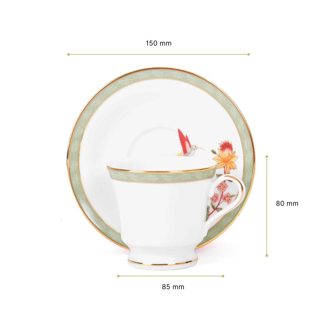 Tea Cup and Saucer Set 12 Pcs Bell Shape | Green| Bloom ICHKAN by Day To Day