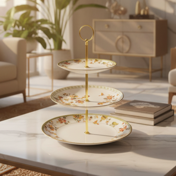 3 Tier Dessert Platter/ Cake Stand | Green | Bloom ICHKAN