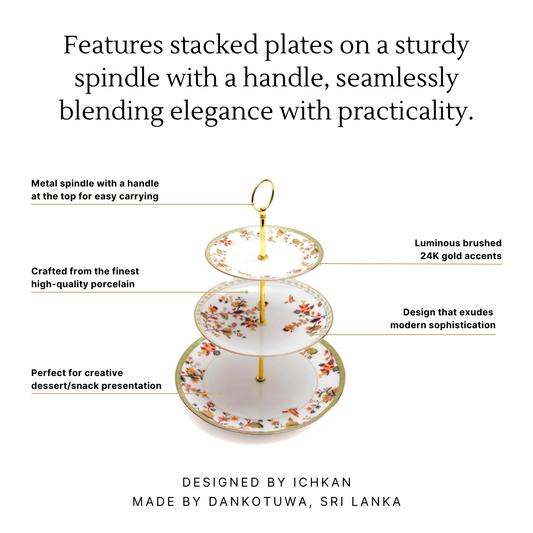 3 Tier Dessert Platter/ Cake Stand | Green | Bloom ICHKAN
