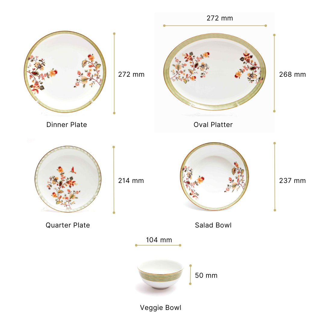 21 pc Dinner set | Green | Bloom ICHKAN