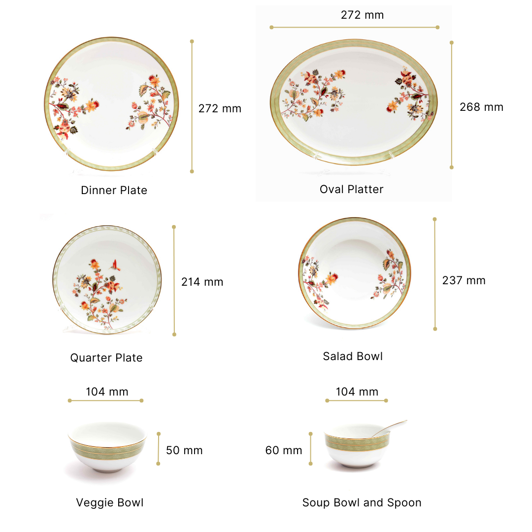 33 pc Dinner set | Green | Bloom ICHKAN