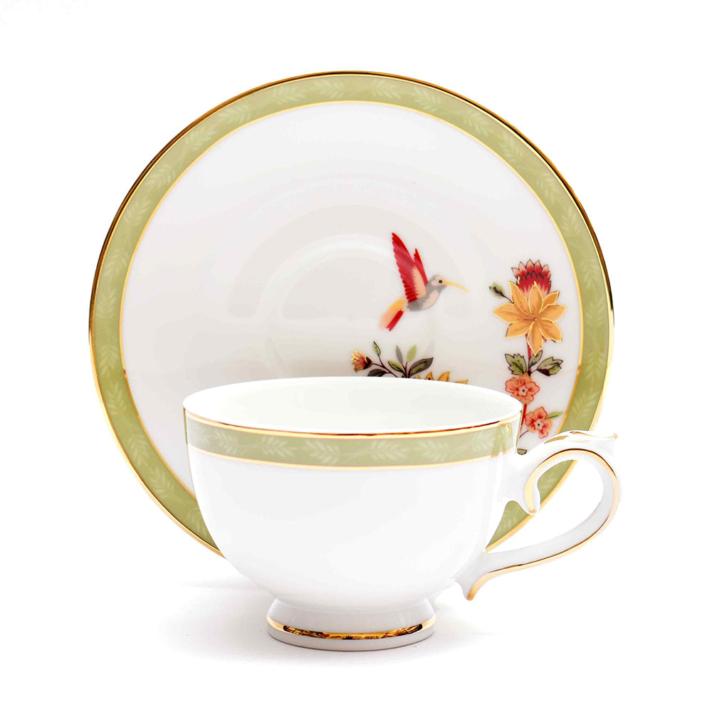 Tea Cup & Saucer 12pc | Green | Bloom ICHKAN