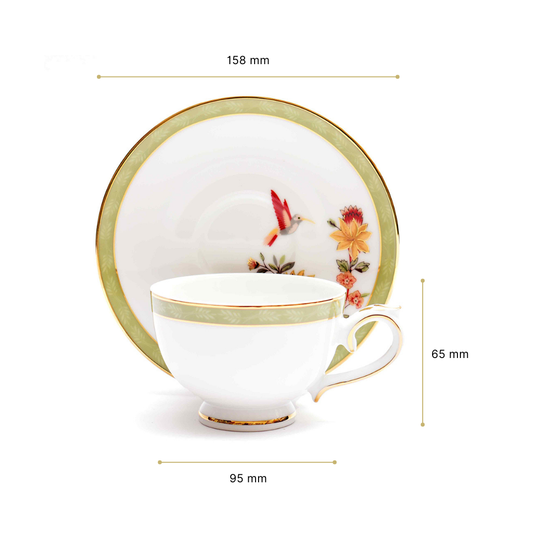 Tea Cup & Saucer 12pc | Green | Bloom ICHKAN