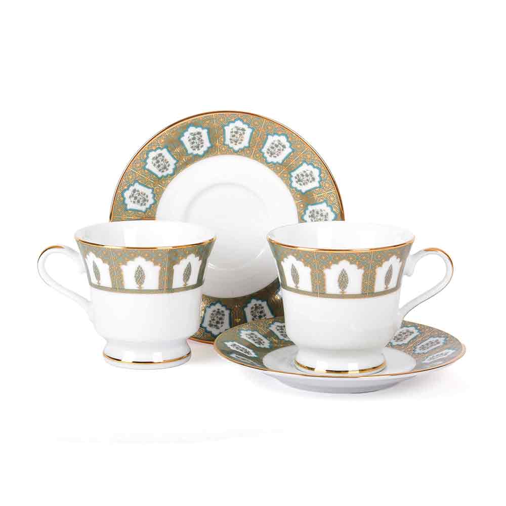 Tea Cup and Saucer Set 12 Pcs Bell Shape | Blue | Chinar ICHKAN by Day To Day