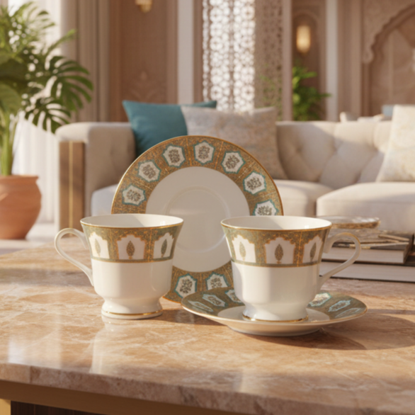 Tea Cup and Saucer Set 12 Pcs Bell Shape | Blue | Chinar ICHKAN by Day To Day