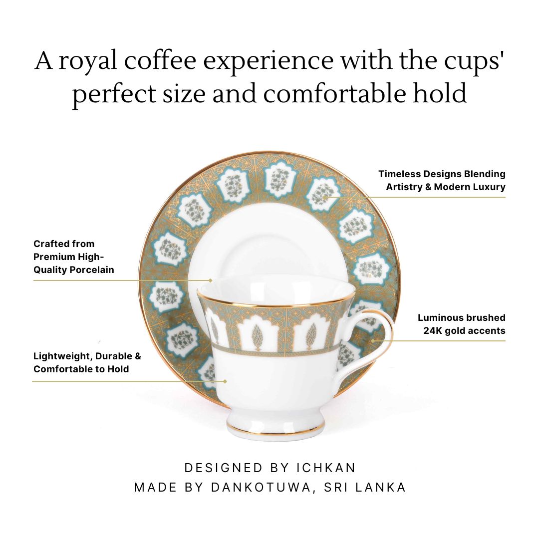 Tea Cup and Saucer Set 12 Pcs Bell Shape | Blue | Chinar ICHKAN by Day To Day