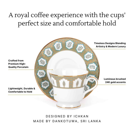 Tea Cup and Saucer Set 12 Pcs Bell Shape | Blue | Chinar ICHKAN by Day To Day