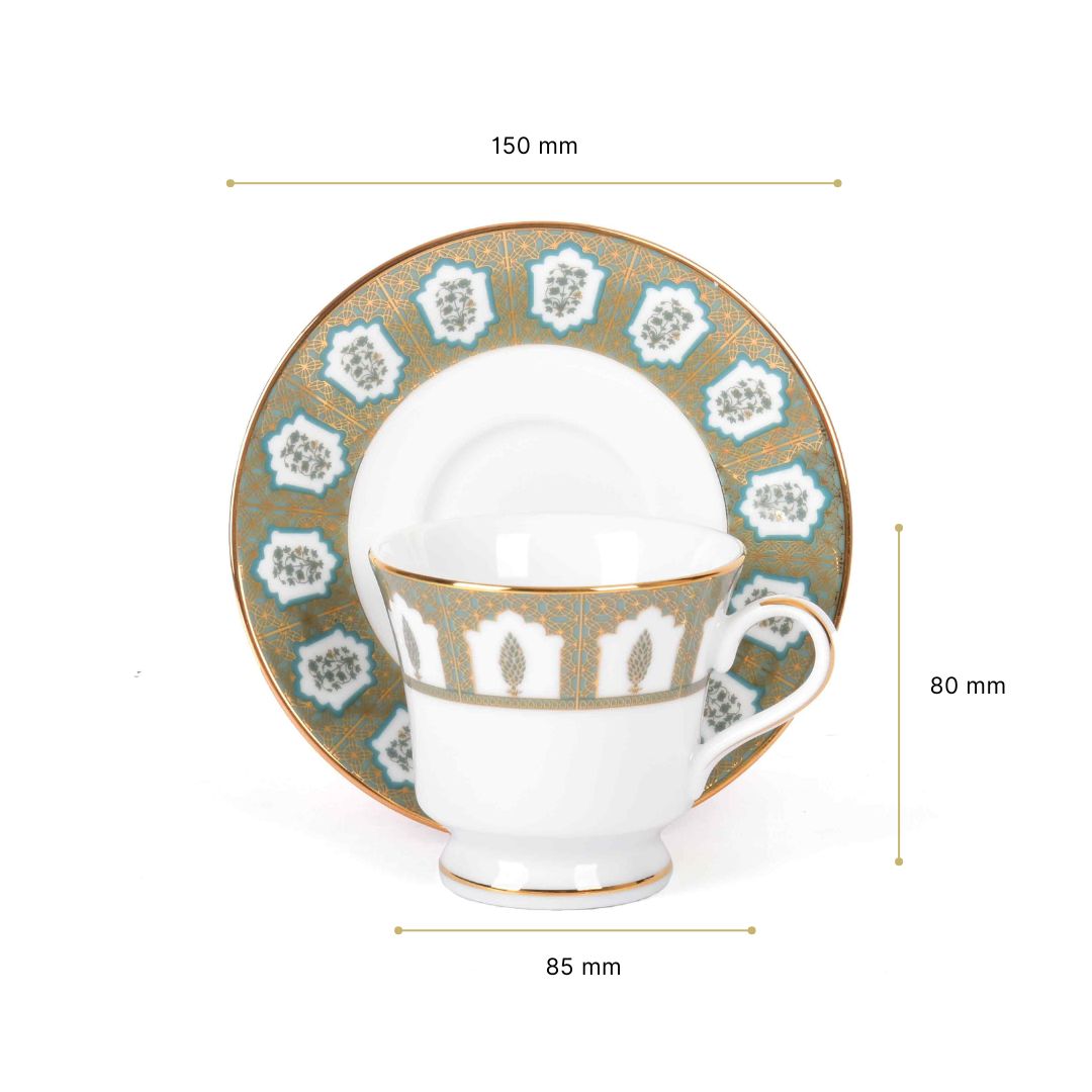 Tea Cup and Saucer Set 12 Pcs Bell Shape | Blue | Chinar ICHKAN by Day To Day