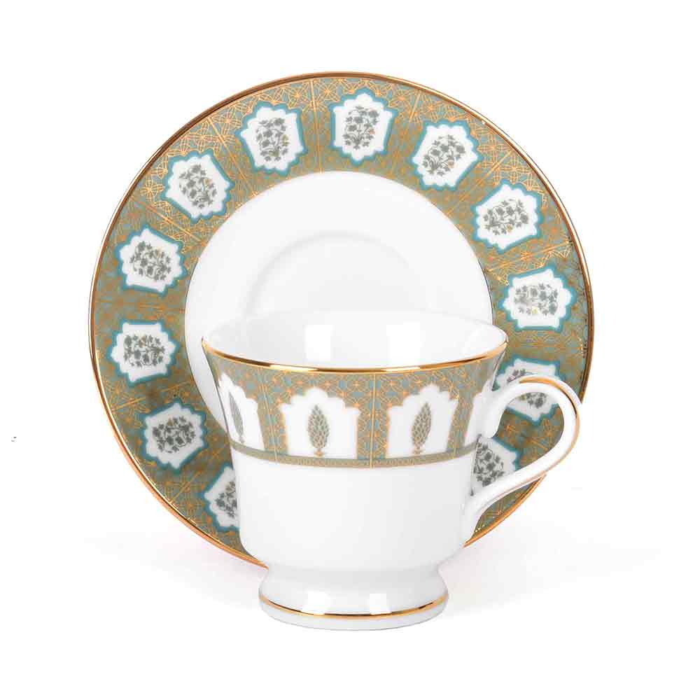 Tea Cup and Saucer Set 12 Pcs Bell Shape | Blue | Chinar ICHKAN by Day To Day