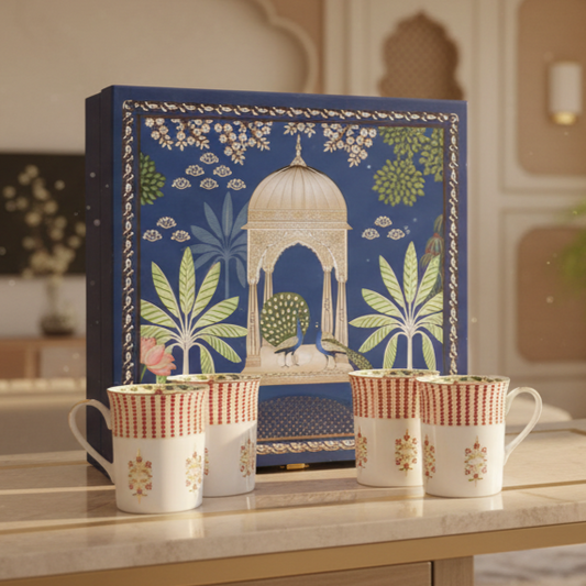 Classic Coffee Mug Set of 4 - Gift Box | Red | Kokanadam ICHKAN