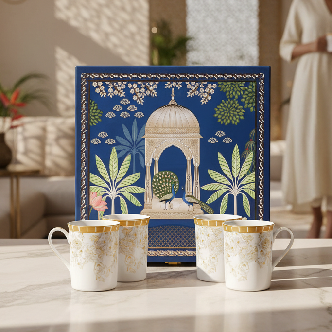 Classic Coffee Mug Set of 4 - Gift Box | Yellow | Mustard Iris ICHKAN