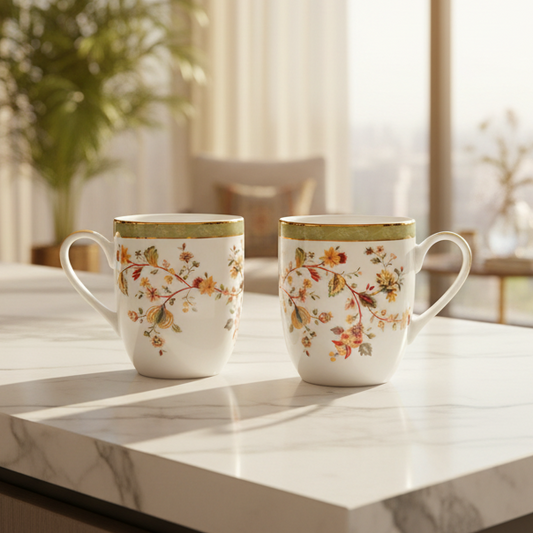 Coupe Coffee Mug Set of 2 | Green | Bloom ICHKAN
